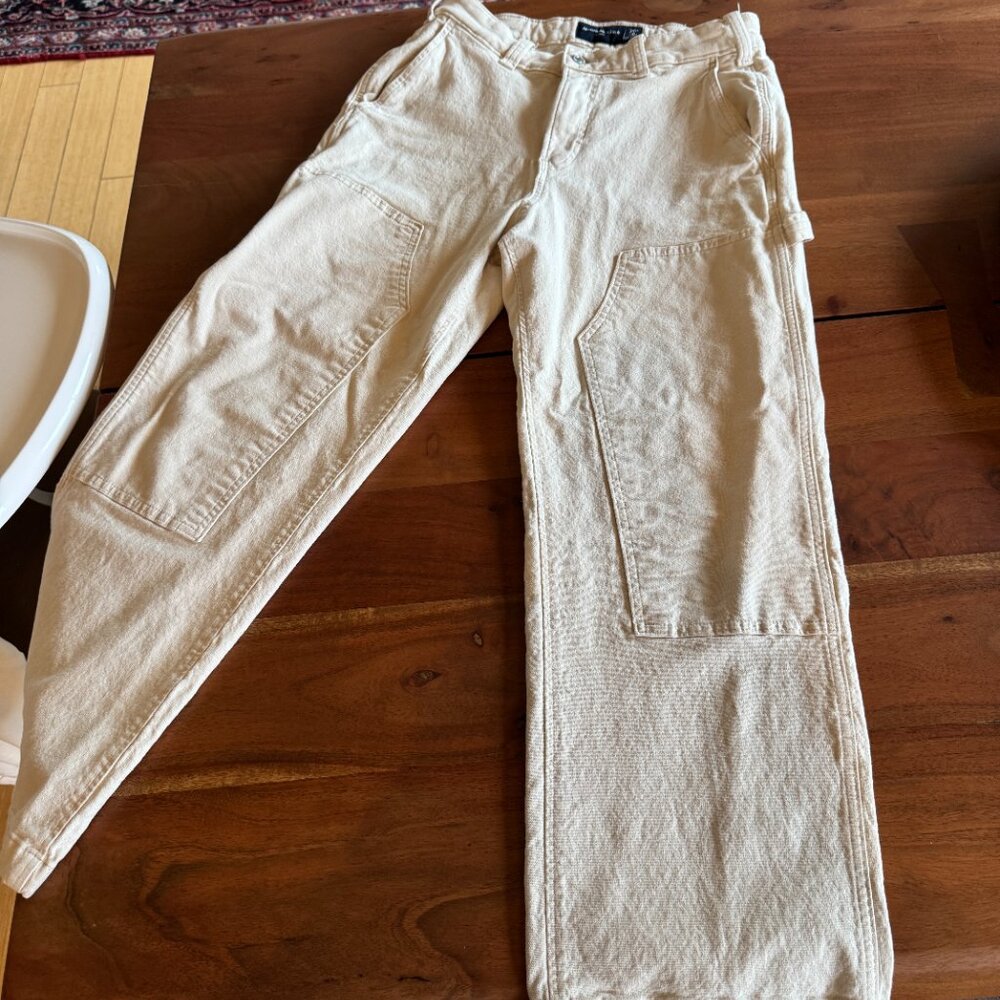 Abercrombie Men's Baggy Workwear Pant - CREAM 28 X 28